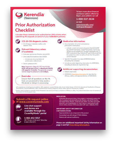 KERENDIA (finerenone) prior authorization checklist
