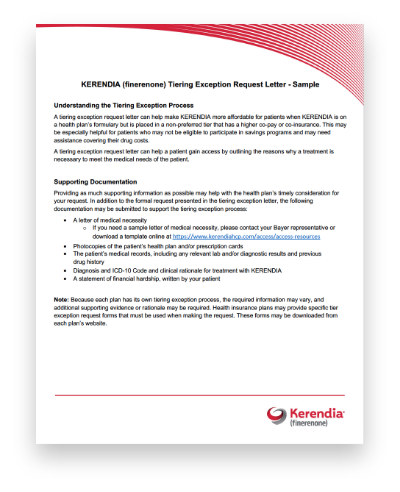 Sample letter of Tiering Exception Request in PDF format